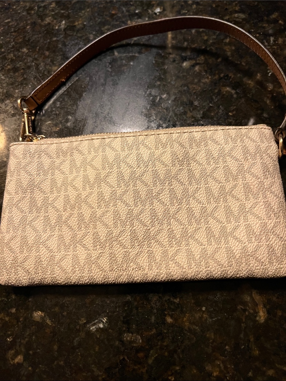 Michael Kors Beige Logo Wristlet with Brown Strap - Picture 2 of 7